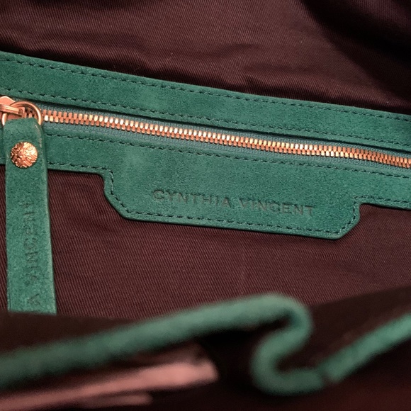 Cynthia Vincent Emerald Green Suede Boho Handbag - Picture 9 of 13
